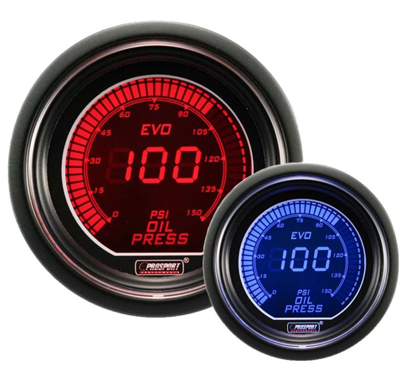 Prosport Evo Electrical Oil Pressure Car Auto Gauge 52mm White/Green